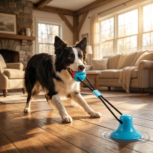 Pawsome Pro-Tug Dispenser™ Corrected Lifestyle - Border Collie